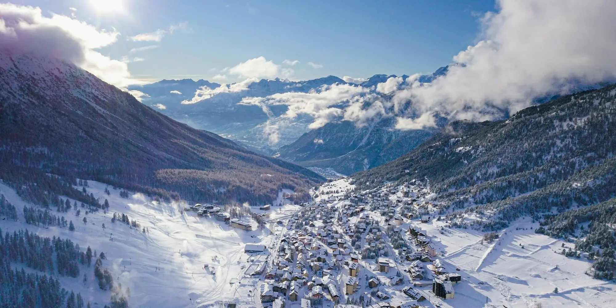 View of Montgenèvre in the French Alps