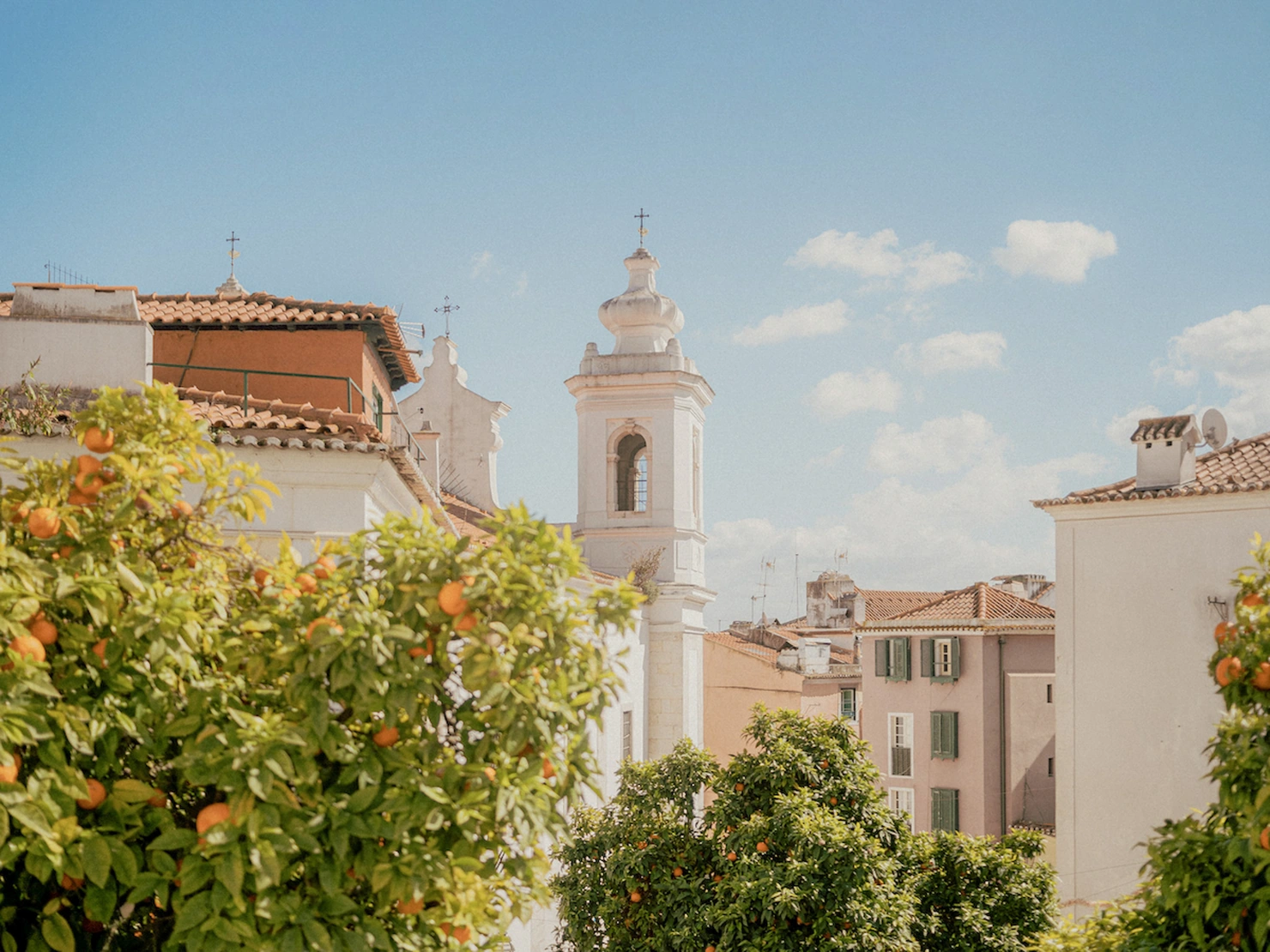 Church and tree in Lisbon's Alfama district